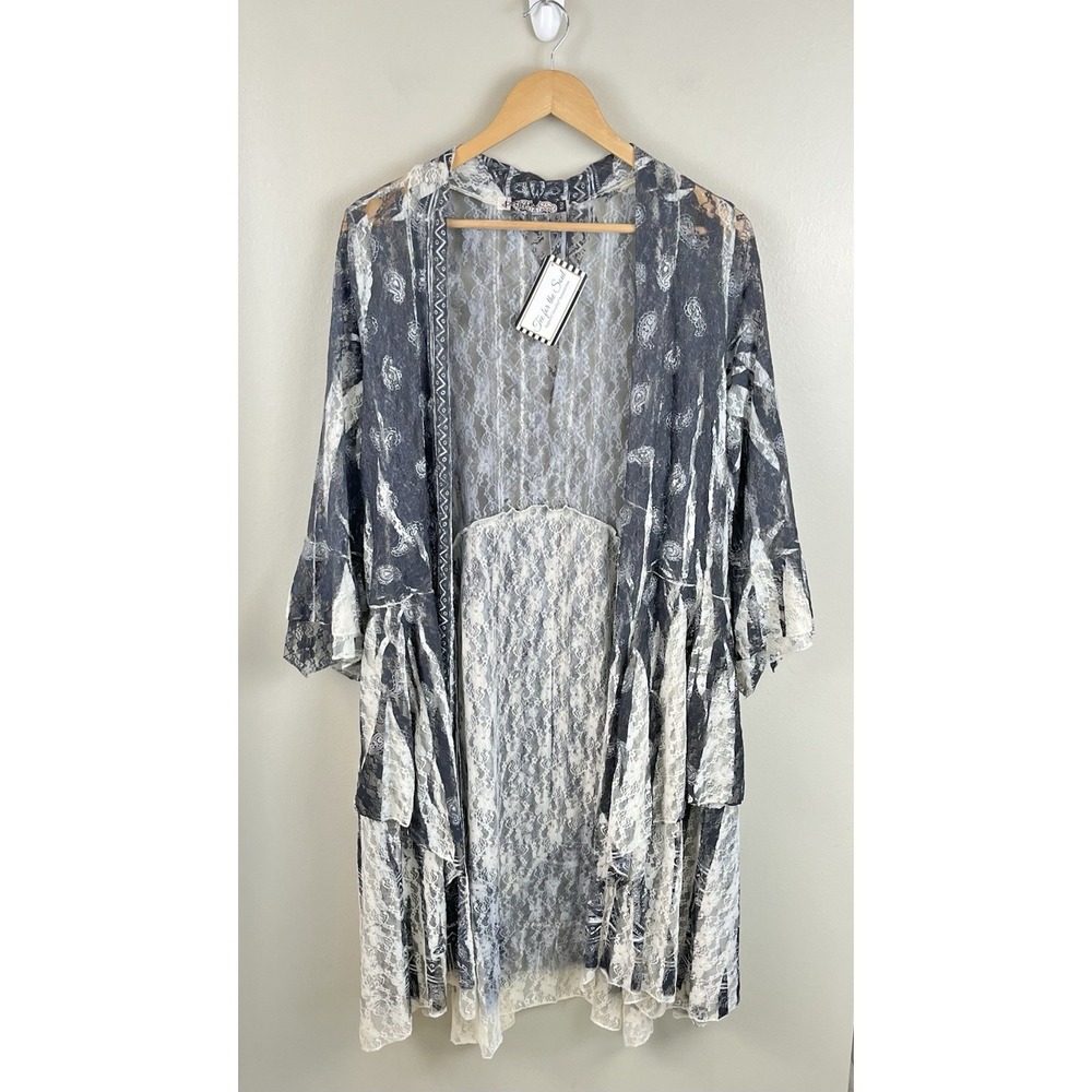 ORIGAMI Layered Lace Bohemian Gypsy Romantic Western Duster Cardigan Hi Low S/M